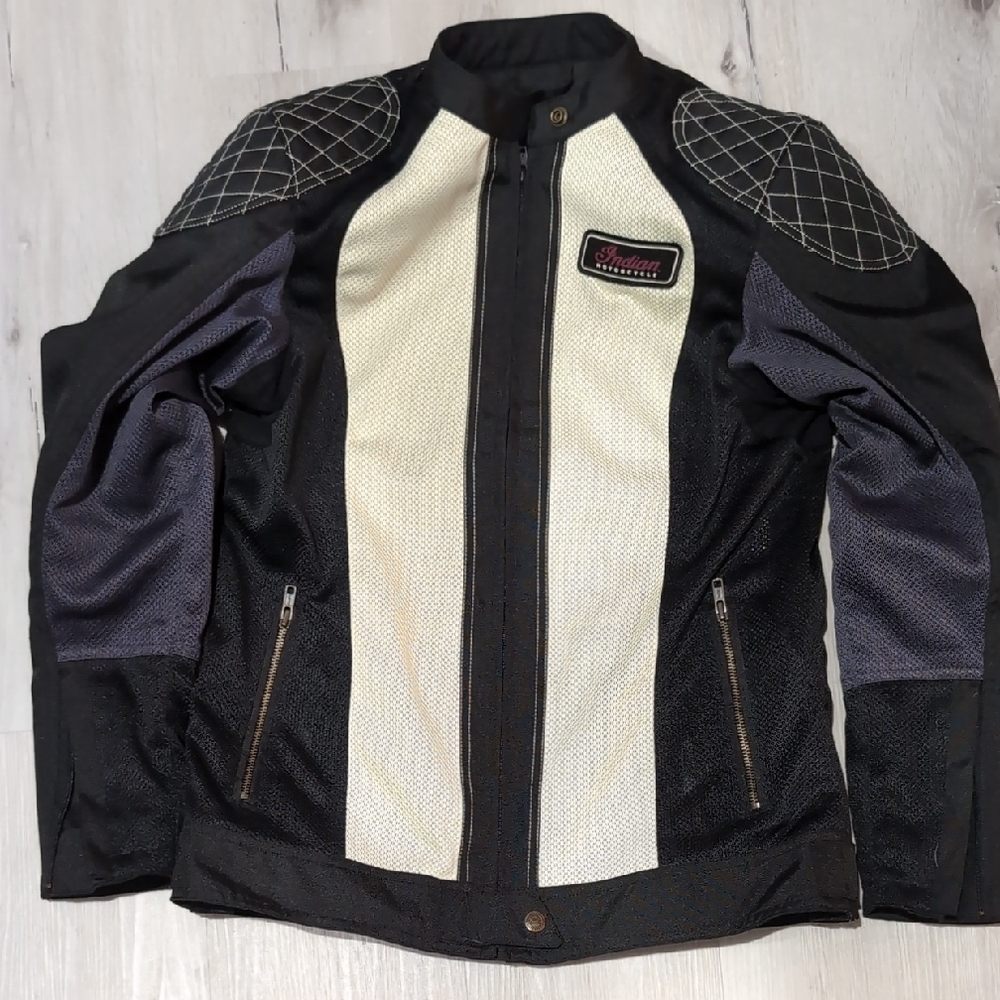 Black and Cream Indian Motorcycle Jacket
